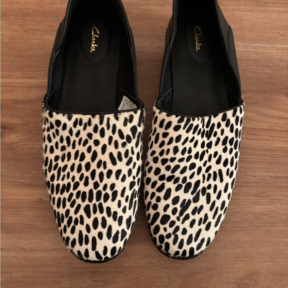 Clarks Women's Black and White Patterned Loafers